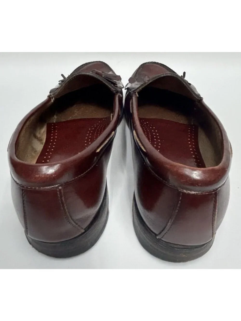 Bass & Co Weejuns 14 Classic BURGUNDY Layton Leather Kiltie Tassel Loafers Shoes